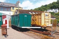 301n 6x4" Tram Photo - Manx Electric Rly., I o M.  Goods vans at Laxey workshop.