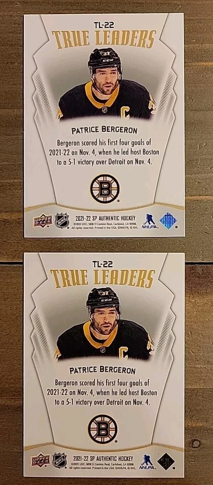 2021-22 SP Authentic True Leaders Lot Patrice Bergeron Boston Bruins #TL-22 - x2 - Image 4 of 4