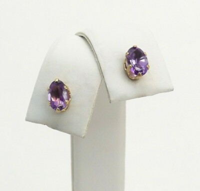 14K Gold JCM Jacmel Mauritius Amethyst Februar Geburtsstein Ohrstecker Neu 