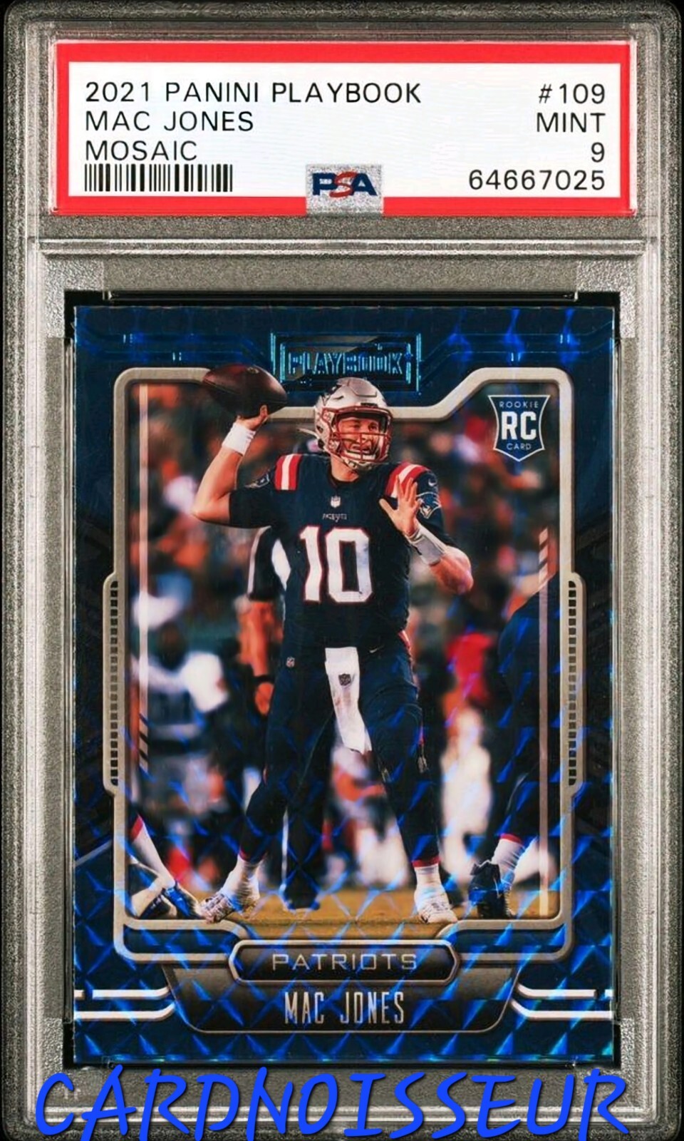 2021 Panini Playbook MOSIAC Mac Jones (RC) Card #109 NE Patriots PSA9 pop3