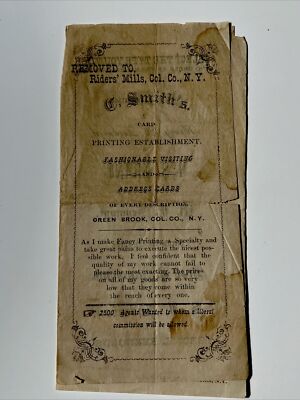 1880s C. SMITH s Printing Establishment Victorian Calling Card AD BROCHURE