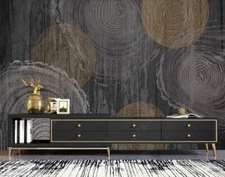 3D Retro Growth Rings Self-adhesive Removeable Wallpaper Wall Mural