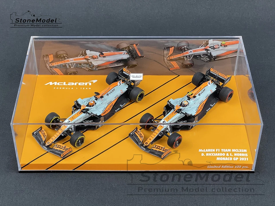 Mclaren F1 MCL35M Norris & Ricciardo Set Monaco 2021 1:43 MINICHAMPS with Decal - Image 4 of 4