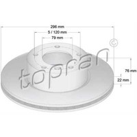 Topran Bremsscheiben Vorne Ø296 Mm BelüFtet Beschichtet FüR BMW 5Er 500 570