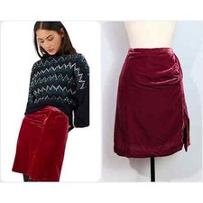 Anthropologie Red/Pink Velvet Skirt