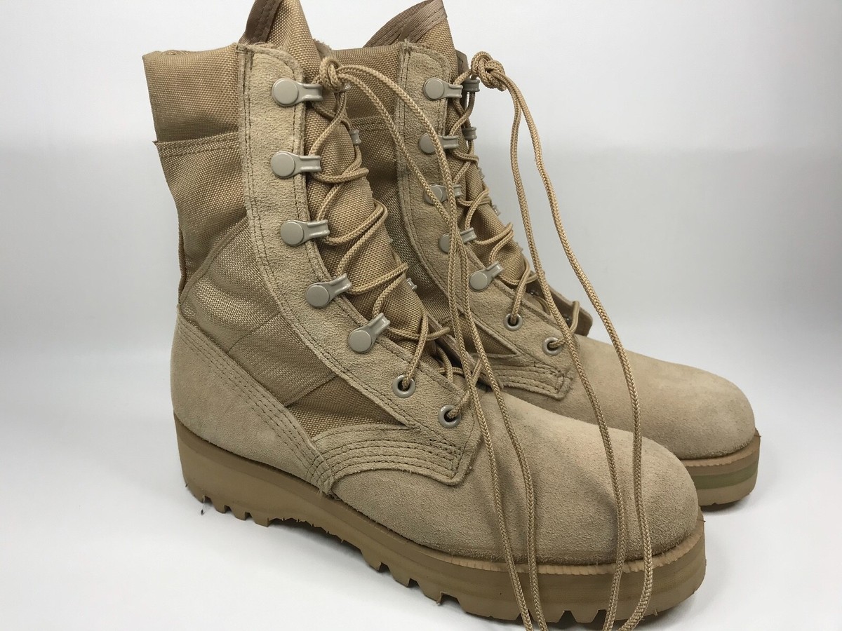 Vibram‎ Men’s Sz 5W Desert Combat Work Boots Tan USGI Army Desert Combat Boots Vibram Soles Mens 5XW 5 XW  main image 4