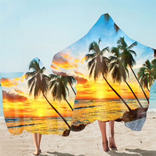 Palm forest trees beach cloth with hood swimming surfing spa 130x150cm 150x200cm - Picture 1 of 32