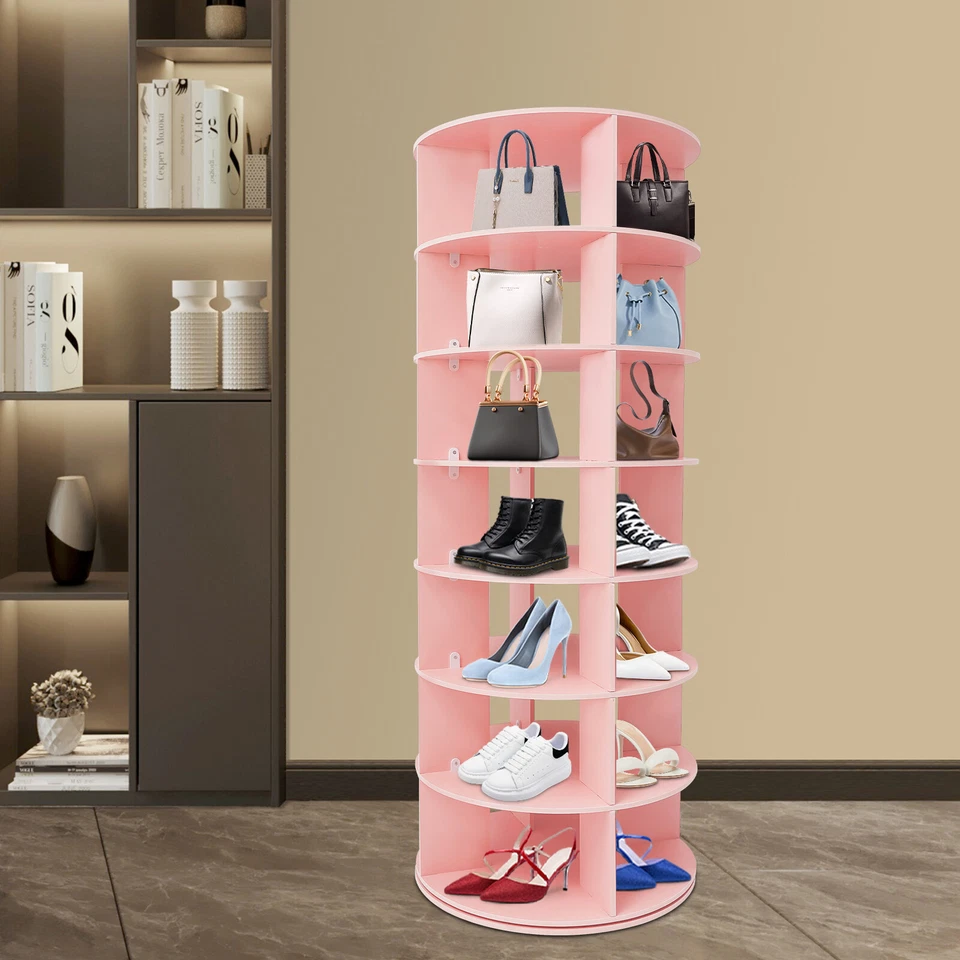7-Tier Center Hollow Spinning Shoe Rack 360° Revolving Shoe Storage Organizer - Image 2 of 4