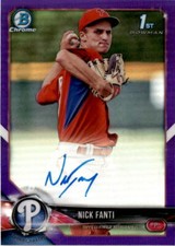 2018 Bowman Chrome #CPA-NF Nick Fanti /250 Auto Purple Refractor