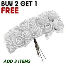 144pcs Artificial Flowers Mini Foam Roses with stem 2.5cm Small Flowers decor UK