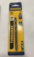 1/4" Drill Bit Irwin TurboMax Jobber Twist 73316 Pack Shows Steel Wood Plastic