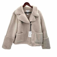 For The Republic Cream Faux Suede Sherpa Winter Jacket Womens Large Nwt $108