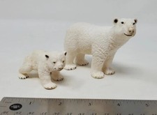 Lot of 2 Polar Bear Toys Animals Figures 5" Adult Cub