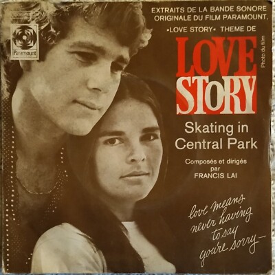 LOVE STORY Film Disc 45T 7'' Francis LAI SKATING CENTRAL PARK -PARAMOUNT 92224