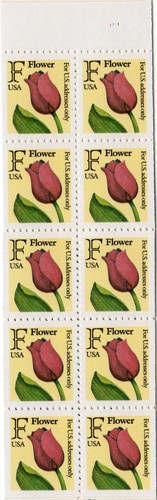 Scott #BK183 (2520a) 29¢ Tulip F Series Booklet of 20 Stamps - opened - Picture 3 of 3