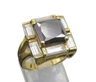 925 Silver  Vintage Spinel & Cubic Zirconia Square Frame Ring Sz 7  RG24639