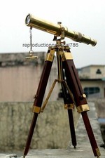 Brass Handmade Nautical Polish Desk Telescope With Wooden Tripod Stand Gift NEW