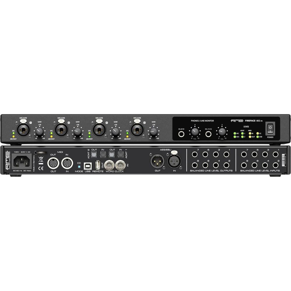 RME Fireface 802 FS AE 60-Channel USB-B Audio/MIDI Interface (Black)