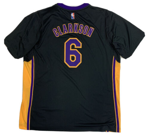 New Jordan Clarkson Mens 2X Black Hollywood Nights Lakers Sleeve Swingman Jersey - Picture 1 of 11