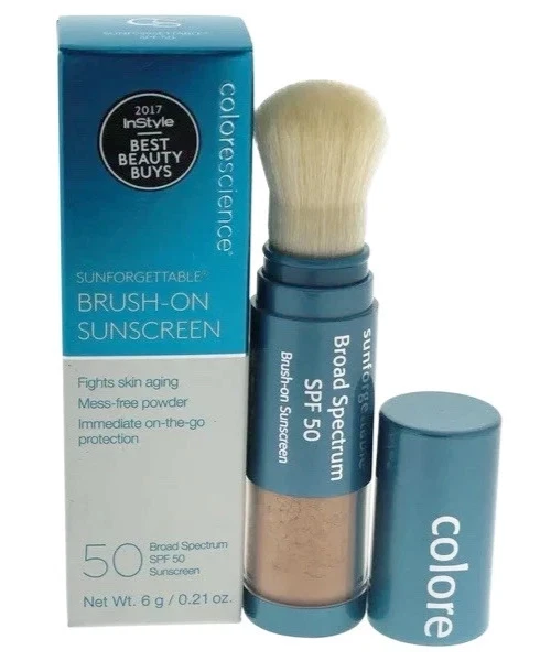 COLORESCIENCE SUNFORGETTABLE BRUSH-ON SUNSCREEN SPF 50 MEDIUM 0.21oz NEW IN BOX - Image 2 of 4