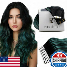 RUNATURE Black Ombre Tape in Hair Extensions Real Human Hair Tape in Extenions S