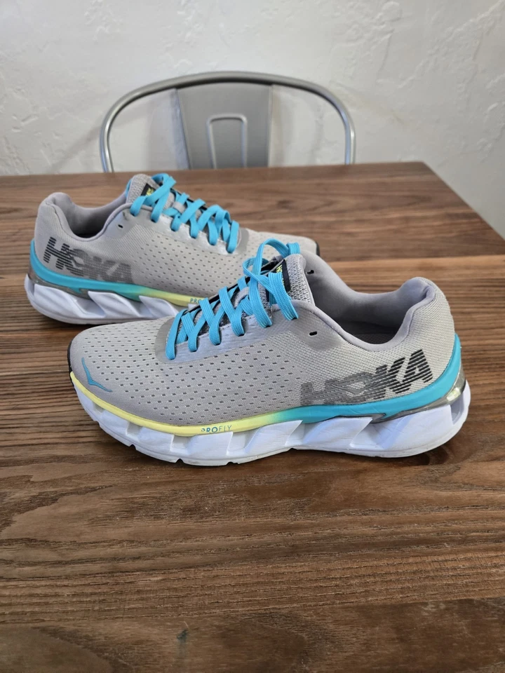 Zapatos para correr Hoka One One para mujer Elevon gris azul talla 8 faltan 1 plantillas Foto 3 de 4