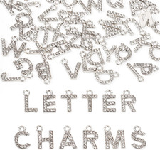 52Pcs Alloy Full Rhinestone Top Hole Letter Charms Alphabet Pendants a to Z Init