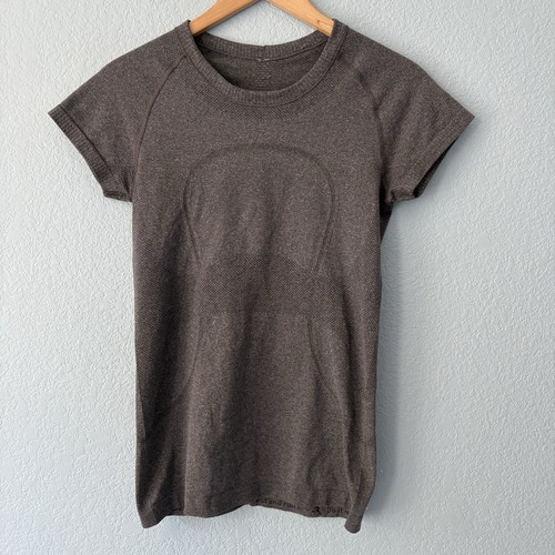Lululemon Women’s Size 6 Swiftly Tech Short Sleeve Top Black Gray Stretch EUC