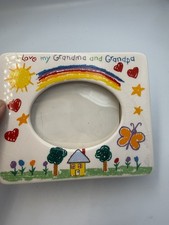 Vintage I Love My Grandma and Grandpa Ceramic Picture Frame Russ 6" W x 5" H