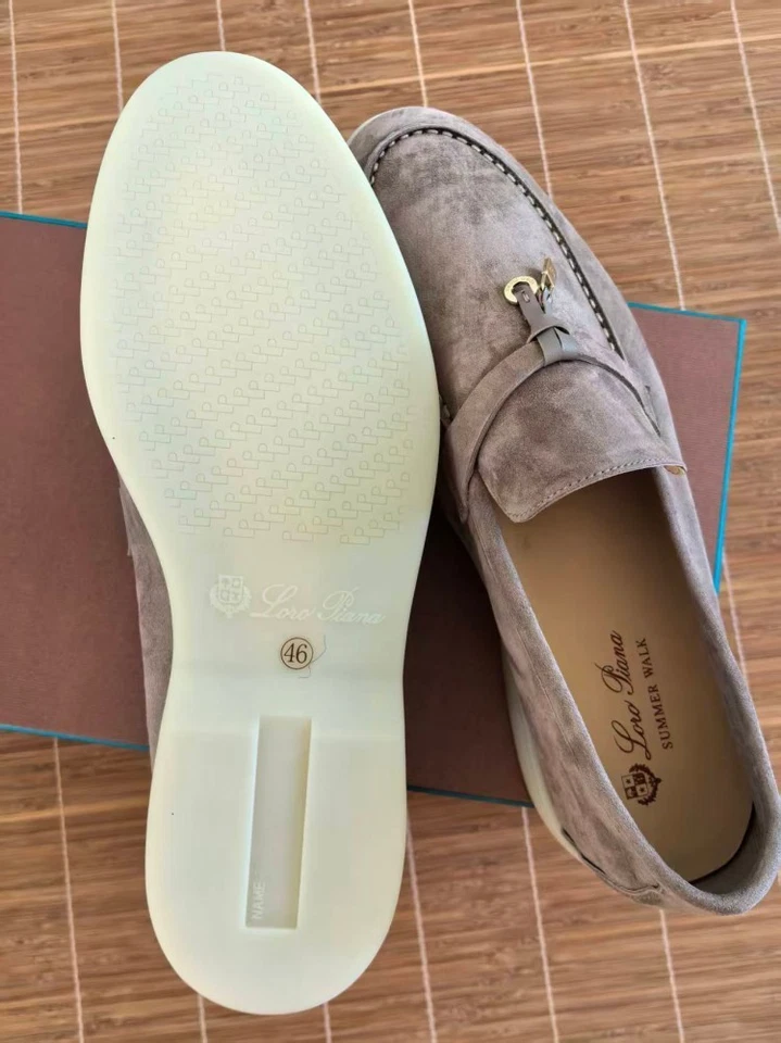 LORO PIANA Para hombres Moda Mocasines Tenis Suave Causal Zapatos Gris Talla US12 (46) Foto 4 de 4