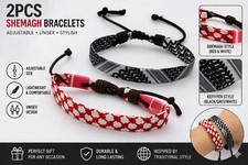 2PCS Keffiyeh Shemagh Bracelet Set -Adjustable Woven Arabic-Traditional Style