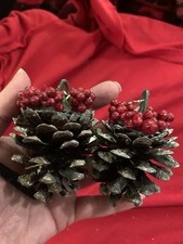 Handcrafted Pine Cone Ornaments With Red Berries