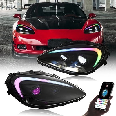 Paar RGB LED Projecktor Front Scheinwerfer Lamp Für Chevy Corvette C6 2005-2013