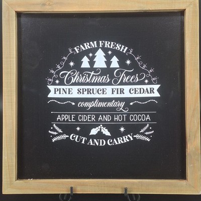 Farm Fresh Christmas Trees Chalkboard Wood Sign Farmhouse Holiday Decoration