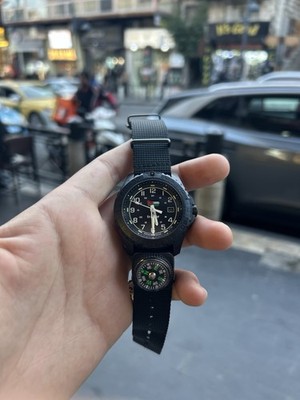 traser P6600 Type 6 MIL-G Military Quartz Analog Watch Black Nylon Compass 200m