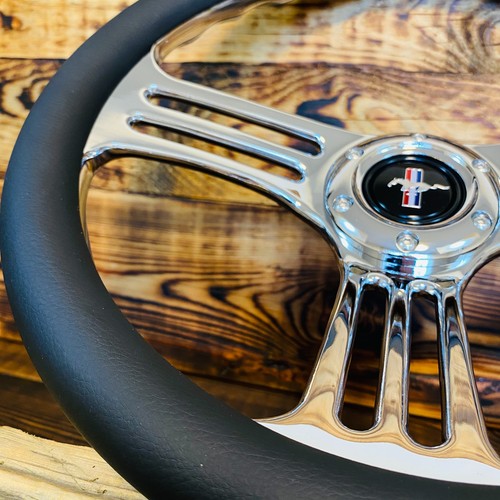 14" Leather Steering Wheel For Classic Ford Mustang GT 1967 1968 1969 Vintage - Bild 5 von 14