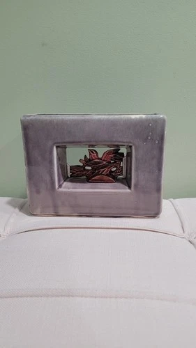 Vintage Mccoy Art Pottery Flower Vase Rectangle Planter Bird Arcature 3D 1950s