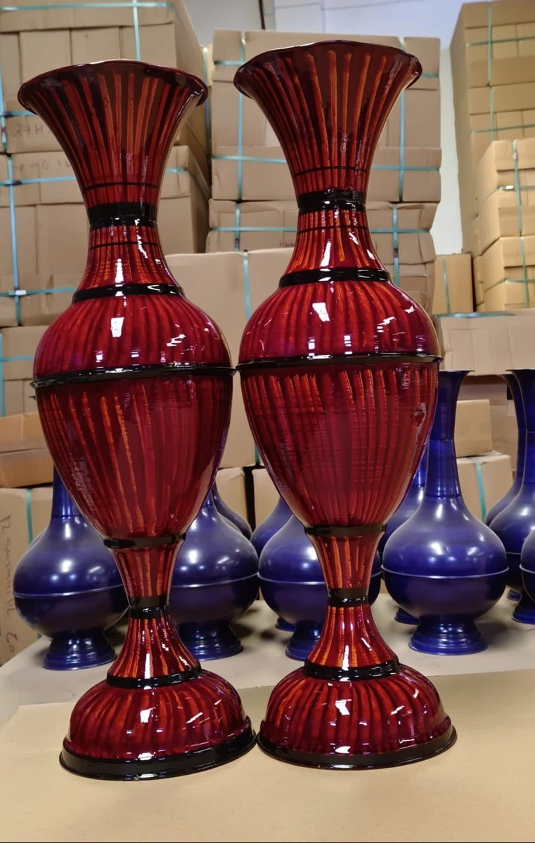 红色金属花瓶| eBay