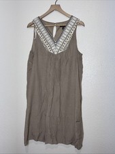 Luxology Sleeveless Shirt Dress, Embroidered W/Beaded neckline, Bohemian Size XL