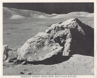 Vintage 1973 APOLLO 17 NASA Astronaut Schmitt Beside Huge Lunar Boulder ~ 8x10