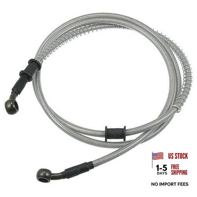 #ad 62.99quot; 10mm 28 Degree Motorcycle Braided Brake Clutch Oil 160cm Silver Tone $20.21