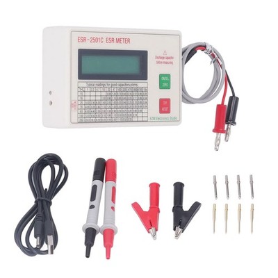 Handheld ESR DCR Capacitor Tester High Accuracy Smart Shutdown Capacitance Meter