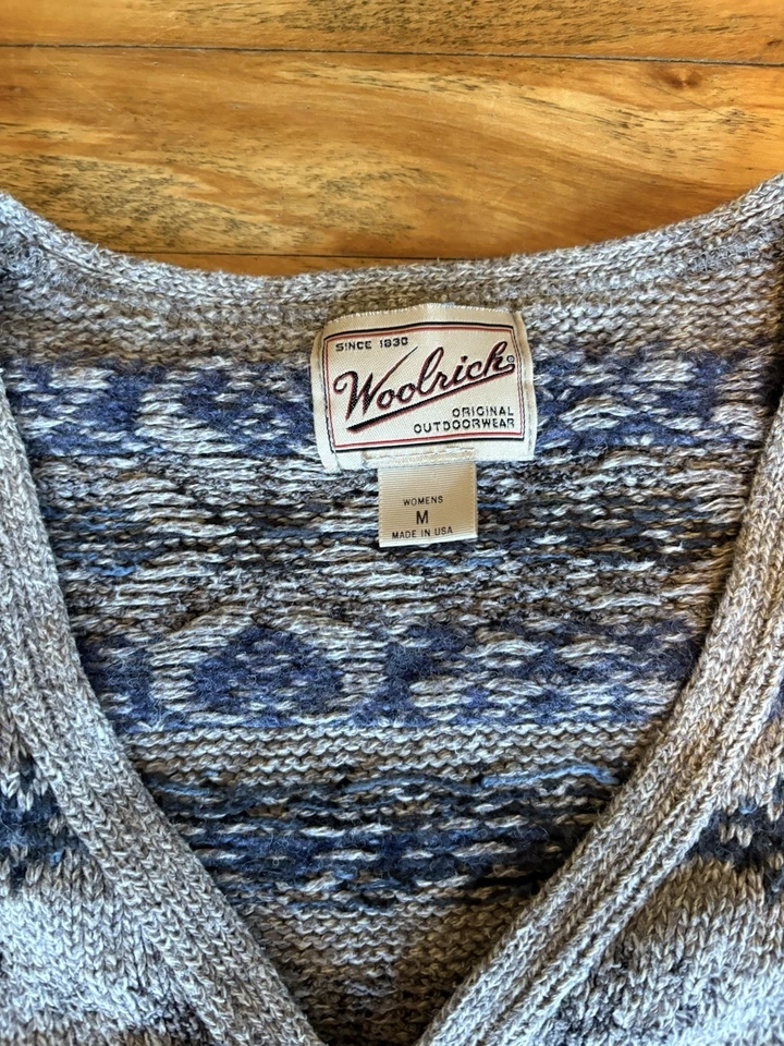 Cárdigan tejido Woolrich vintage para mujer, hecho en EE. UU., talla M, algodón/acrílico Foto 4 de 4