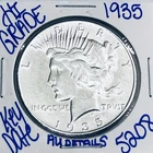 1935 SILVER PEACE DOLLAR AUTHENTIC HI GRADE U.S. MINT COIN RARE KEY DATE 5208