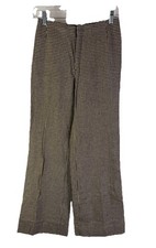 Vintage 80s Rockabilly Wool Houndstooth Cuffed Wide Leg Dress Pants Womens Small