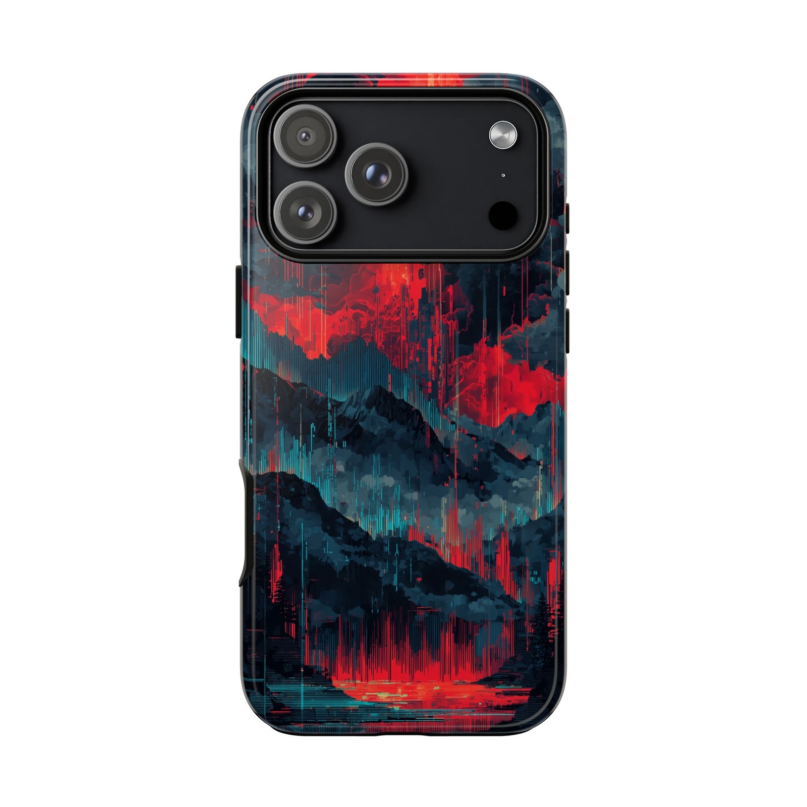 Phone Ink Red Mountain Glitch Static Phone Case