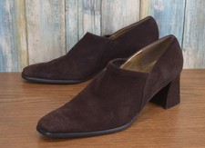 Stuart Weitzman Brown Suede Square Toe Block Heel Pumps Women  s 8 N Narrow Spain