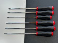 NEW TEKTON USA Made 6pc Long High-Torque Chrome Blade Screwdriver Set