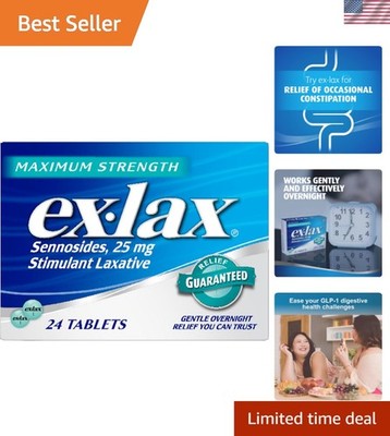 Overnight Constipation Relief - Maximum Strength Laxative with Sennosides 25mg