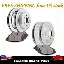 For Nissan Xterra Frontier Suzuki Equator Front  Rear Drilled Rotos + Brake Pads